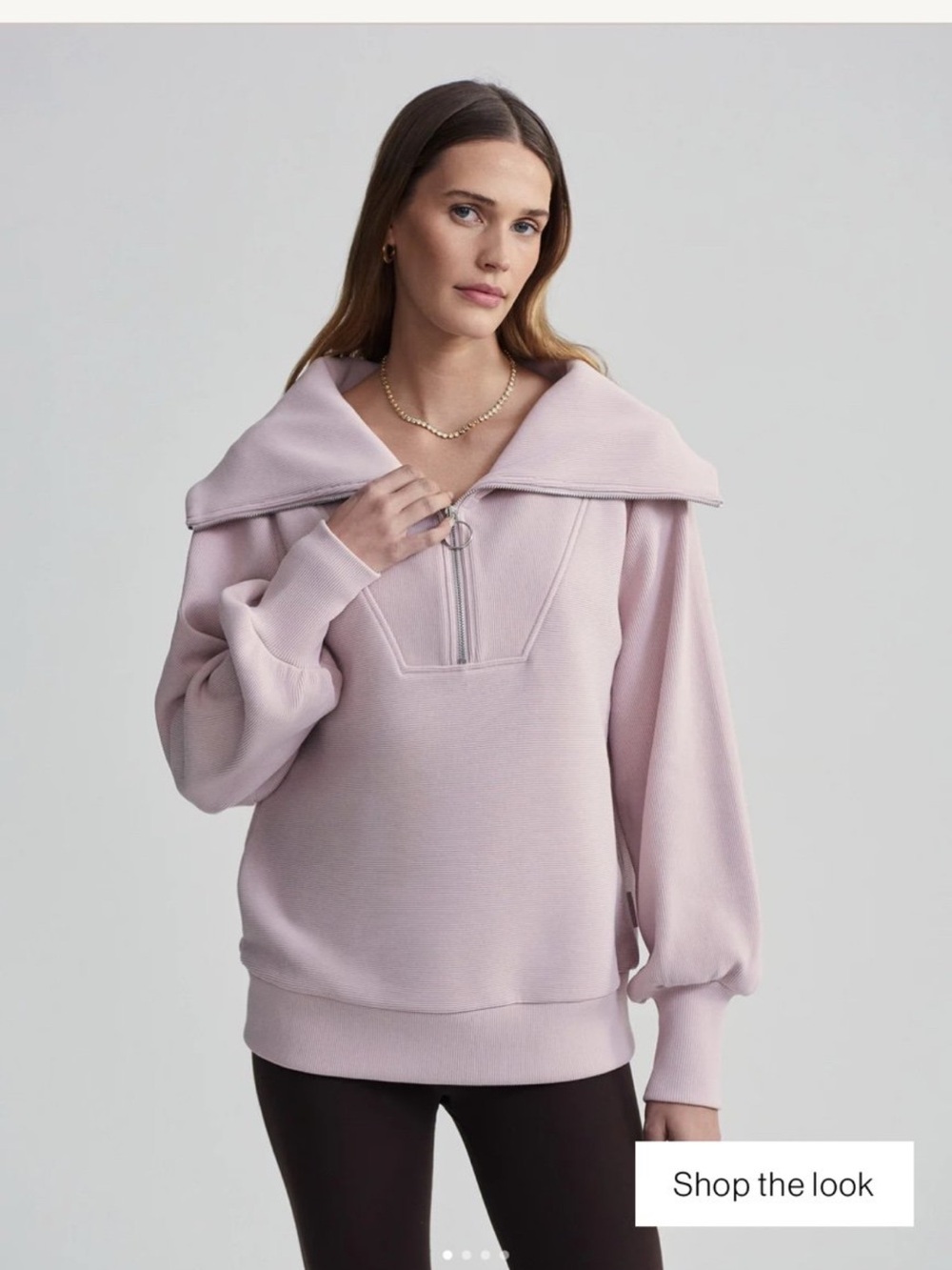 Varley Lilac Off-the-Shoulder Zip Sweater